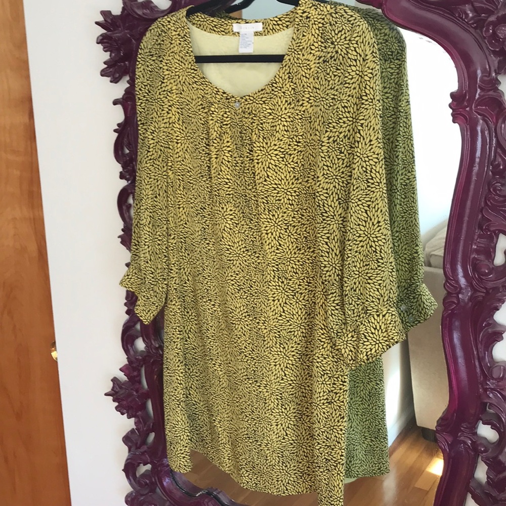 Black and yellow shift dress